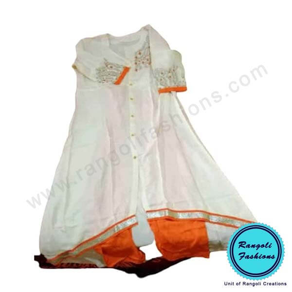 Embroidered White Kurti Red View 1